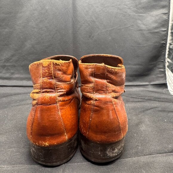 Vintage 1970\'s Florsheim Imperial 9.5 C Leather Brown Beetle Strap Ankle Boots main image 8